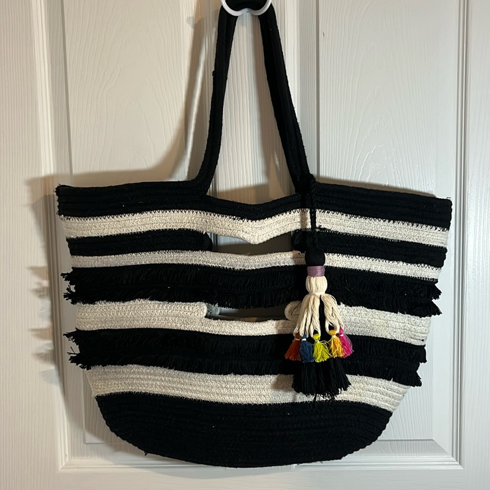 Stella & Dot Striped Beach Bag Tote